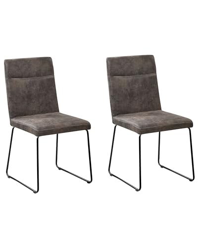 Beliani Esszimmerstuhl Set 2 Stücke Polsterbezug dunkelgrau Nevada von Beliani