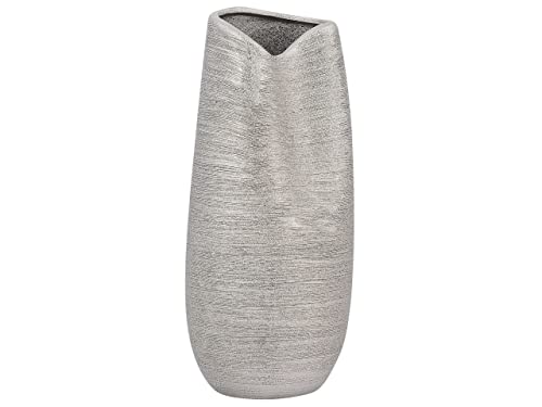 Extravagante und dekorative Vase in Metall-Look silbern Derbe von Beliani