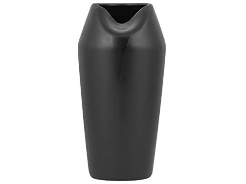Vase mit breiter Öffnung Steinzeug schwarz 33 cm hoch schlank rund modern Apamea von Beliani