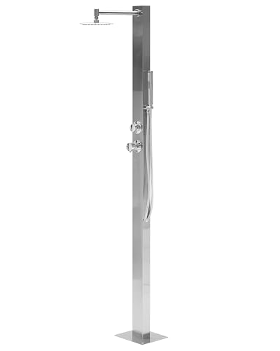 Beliani Freistehende Gartendusche Kunststoff Silber Regendusche mit Handbrause Olzai von Beliani