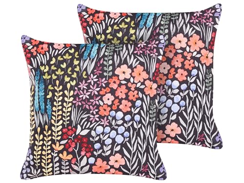 Beliani Gartenkissen 2er Set bunt 45 x 45 cm quadratisch Blumenmuster Outdoor Castelaro von Beliani