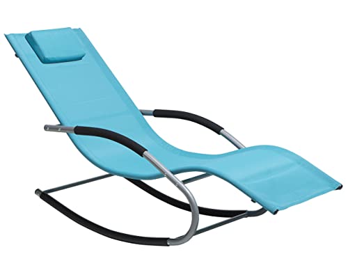 Beliani Gartenliege Schaukelliege Liegestuhl Sonnenliege Polyester blau türkis Carano Beliani Gartenliege Schaukelliege Liegestuhl Sonnenliege Polyester blau türkis Carano von Beliani