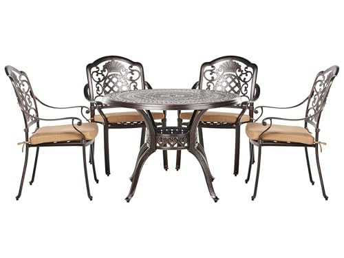 Beliani Gartenset in Dunkelbraun 1 Tisch 4 Stühle Aluminium 4 Sitzkissen Salento von Beliani