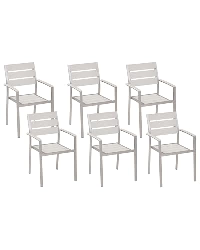 Beliani Gartenstuhl 6er Set weiß Zeitloses Design stapelbar Vernio von Beliani