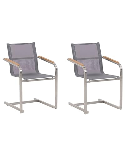 Beliani Gartenstuhl aus Edelstahl mit Polyester in Grau 2er Set Moderner Look Cosoleto Beliani Gartenstuhl aus Edelstahl mit Polyester in Grau 2er Set Moderner Look Cosoleto von Beliani