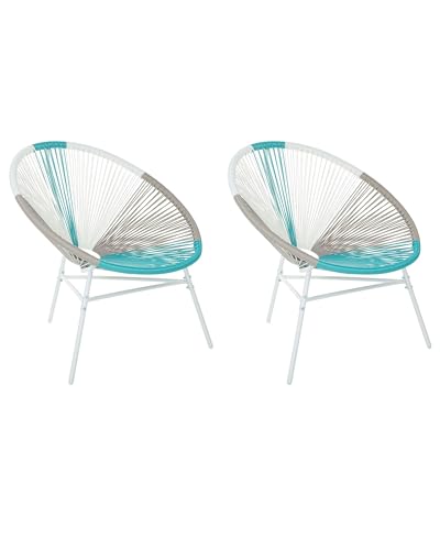 Gartenstuhl mexikanischer Stuhl weiß beige blau 2er Set Rattanstuhl Acapulco Gartenstuhl mexikanischer Stuhl weiß beige blau 2er Set Rattanstuhl Acapulco von Beliani