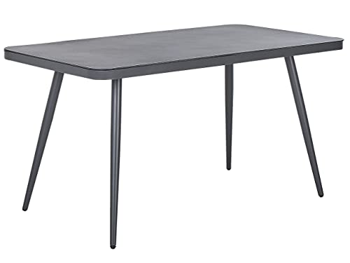 Beliani Gartentisch Aluminium Glasplatte grau Steinoptik rechteckig 140x80 Modern Lipari von Beliani