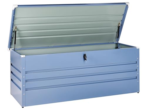 Beliani Große Metall-Gartentruhe 600 l blau Kissenbox Auflagenbox für die Terrasse wasserdicht Aufbewahrungsbox Gartenbox Cebrosa Beliani Große Metall-Gartentruhe 600 l blau Kissenbox Auflagenbox für die Terrasse wasserdicht Aufbewahrungsbox Gartenbox Cebrosa von Beliani