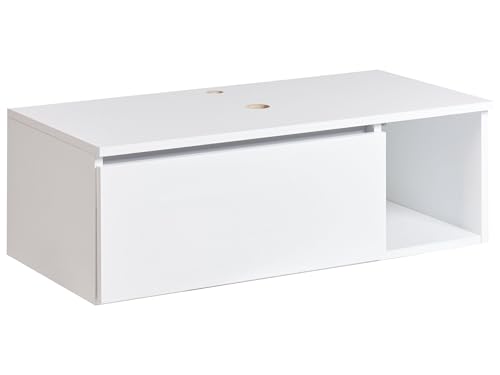 Beliani Hänge Waschbeckenunterschrank weiß 80x40 cm mit Klappe und Regal Rupanco Beliani Hänge Waschbeckenunterschrank weiß 80x40 cm mit Klappe und Regal Rupanco von Beliani