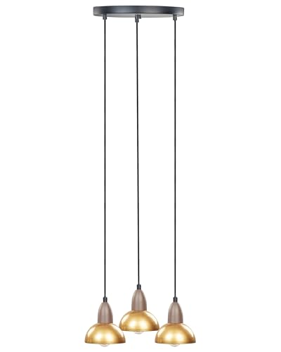 Beliani Hängelampe mit 3 Schirmen Glockenform Metall messing/schwarz modern Castaly von Beliani