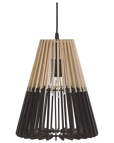 Beliani Hängelampe schwarz und heller Holzfarbton Boho Stil Cavalla von Beliani