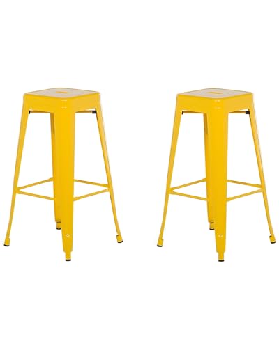 Beliani Hocker 2er Set in industriellem Stil Metall gelb 76 cm Cabrillo von Beliani