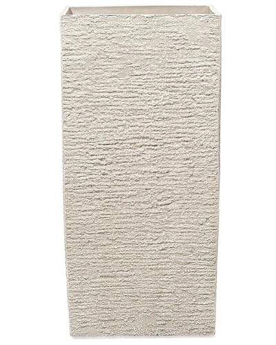 Hoher Blumentopf beige 40x40x81 cm Steingemisch Gaza von Beliani