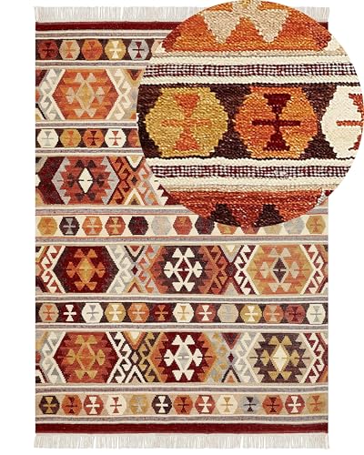 Kelim-Teppich Wolle bunt 200 x 300 cm handgewebt geometrisches Muster Aygavan von Beliani
