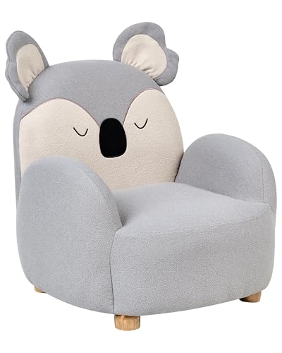 Beliani Kindersessel Koala Bär Form Stoff grau gepolstert für Kinderzimmer Hervik von Beliani