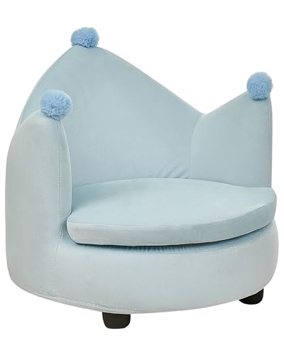 Beliani Kindersessel Samt hellblau Kronenform mit Bommeln Polstersessel rund modern Vega Beliani Kindersessel Samt hellblau Kronenform mit Bommeln Polstersessel rund modern Vega von Beliani