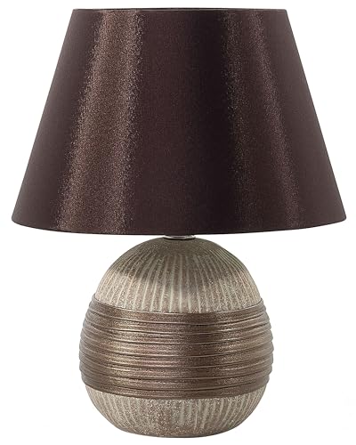 Tischleuchte Tischlampe Porzellan braun und beige 37 cm Kegelform Sado von Beliani