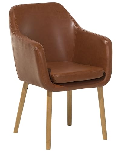 Beliani Komfortable Esszimmerstuhl aus Kunstleder in Goldbraun Yorkville von Beliani