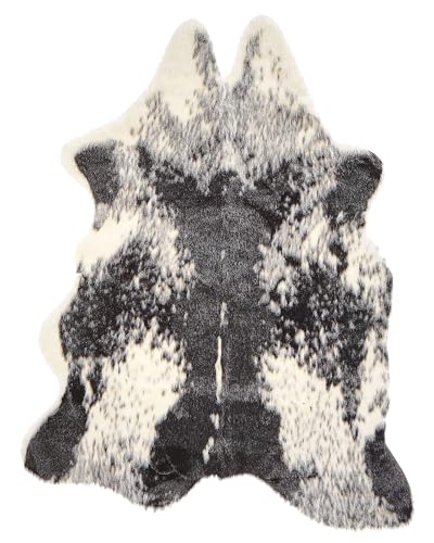 Kunstfell Teppich Kuhmuster schwarz/weiß Überwurf Webpelz Fellform 90 cm Nambung von Beliani