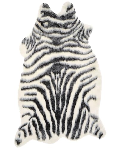 Beliani Kunstfell Teppich Zebra schwarz/weiß Überwurf Webpelz Fellform 60 x 90 cm Nambung von Beliani
