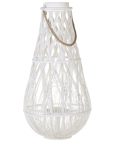 Dekolaterne Bambus/Glas weiß Höhe 77 cm Tonga von Beliani