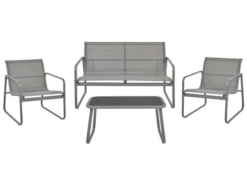 Beliani Lounge Set Metall grau 4-Sitzer Tisch Gartensofa Sessel Barrea Beliani Lounge Set Metall grau 4-Sitzer Tisch Gartensofa Sessel Barrea von Beliani