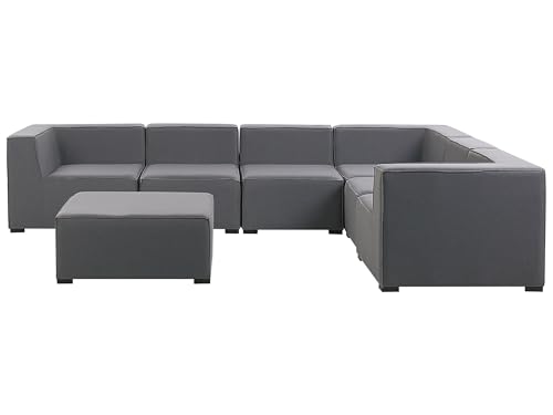 Beliani Luxuriöses 7-teiliges Outdoor Lounge Set grau Polsterbezug linksseitig Arezzo von Beliani