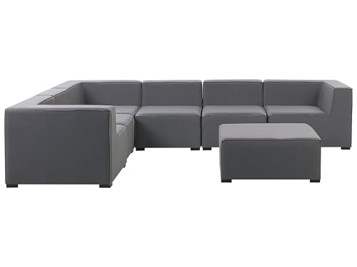 Beliani Luxuriöses 7-teiliges Outdoor Lounge Set grau Polsterbezug rechtsseitig Arezzo von Beliani