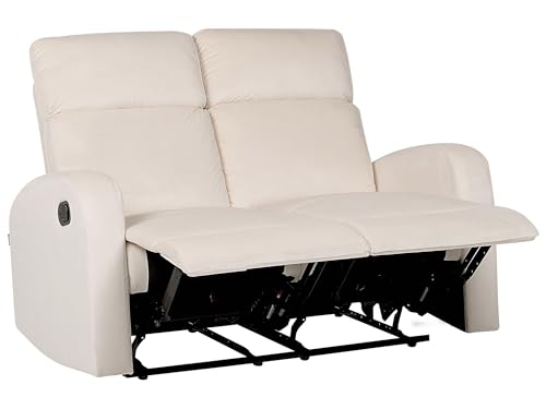 Beliani Manuell verstellbares 2-Sitzer Sofa Samt weiß Creme Relaxfunktion modern Verdal Beliani Manuell verstellbares 2-Sitzer Sofa Samt weiß Creme Relaxfunktion modern Verdal von Beliani