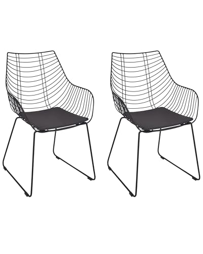 Beliani Metallstuhl 2er Set schwarz aus Stahl mit Kunstleder-Sitz Annapolis von Beliani