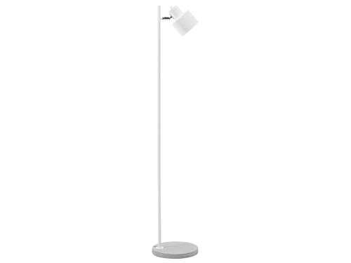 Minimalistische Stehlampe runder Lampenschirm Metall/Beton weiß Corbones von Beliani