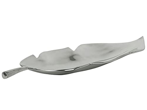 Moderne Dekoschale in Silber aus Aluminium Blattform 68 cm Glamour Look Amrus von Beliani