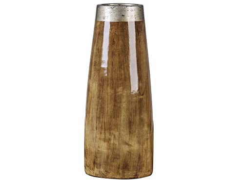 Moderne Vase aus Terrakotte 50 cm in dunklem Holzfarbton Cyrene von Beliani