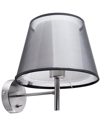 Moderne Wandlampe doppelter Lampenschirm Stoffbezug/Metall grau Columbia von Beliani