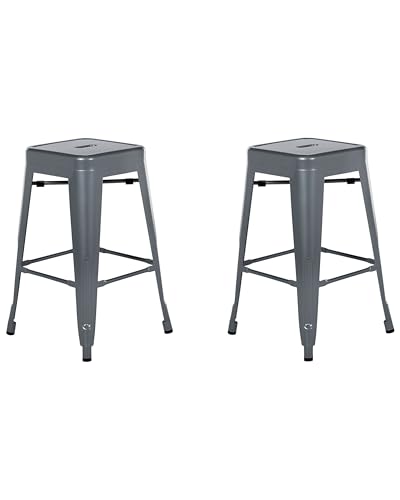Beliani Moderne und praktische Hocker 2er Set grau Cabrillo Beliani Moderne und praktische Hocker 2er Set grau Cabrillo von Beliani