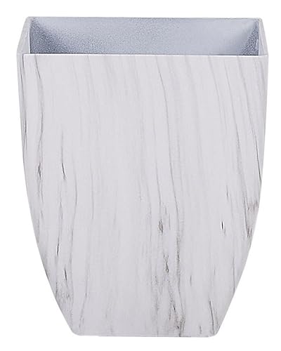 Moderner Blumentopf weiß Marmor-Optik 28x28x34 cm quadratisch Steingemisch Miro von Beliani