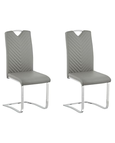 Beliani Moderner Freischwinger Stuhl 2er Set in Grau aus Kunstleder mit Griff Picknes von Beliani
