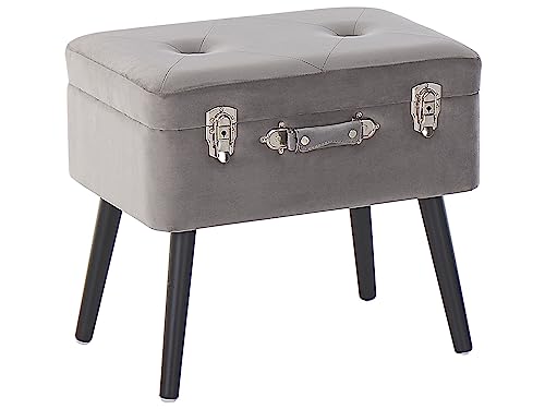 Moderner Hocker mit Stauraum grau Samtstoff Kofferhocker Mallard Moderner Hocker mit Stauraum grau Samtstoff Kofferhocker Mallard von Beliani
