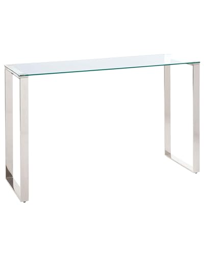 Beliani Moderner Konsolentisch mit Edelstahlgestell Glasplatte Silber Tilon von Beliani