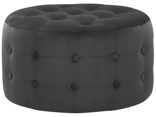 Beliani Moderner Pouf Samtstoff dekorative Versteppung rund schwarz Tampa Beliani Moderner Pouf Samtstoff dekorative Versteppung rund schwarz Tampa von Beliani