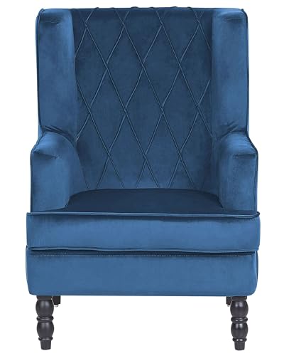 Beliani Moderner Sessel mit Fußhocker Polsterbezug aus Samtstoff blau Sandset Beliani Moderner Sessel mit Fußhocker Polsterbezug aus Samtstoff blau Sandset von Beliani