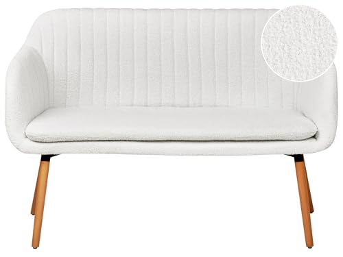 Beliani Modernes 2-Sitzer Küchensofa Bouclé Creme weiß mit Holzbeinen Taby von Beliani