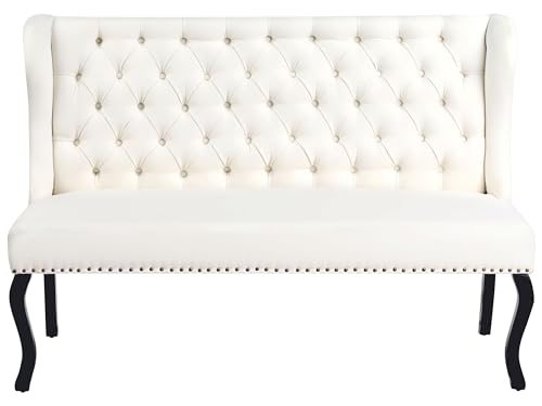 Beliani Modernes 2-Sitzer Küchensofa Stoffbezug weiß Holzbeine Ohrensofa Torsby von Beliani