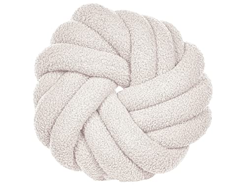 Beliani Modernes Knotenkissen Weiß Bouclé Plüsch Geflecht 31 x 31 cm Akola von Beliani