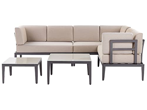 Beliani Modernes Outdoor-Lounge-Set Aluminium grau/beige für 6 Personen modern Rima III von Beliani