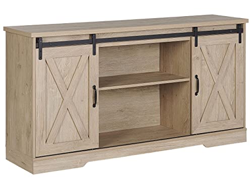 Beliani Modernes Sideboard Heller Holzfarbton 2 Schiebetüren Landhaus Stil Ulan von Beliani