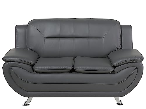 Beliani Modernes Sofa 2er Sofa Dicke Sitzfläche Kunstleder grau Leira Beliani Modernes Sofa 2er Sofa Dicke Sitzfläche Kunstleder grau Leira von Beliani