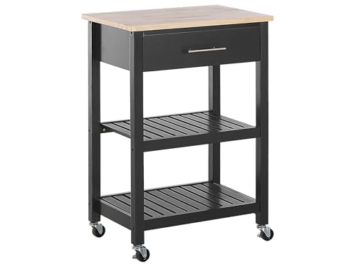 Beliani Multifunktioneller Servierwagen schwarz 2 Fächer 1 Schublade Hiuma von Beliani