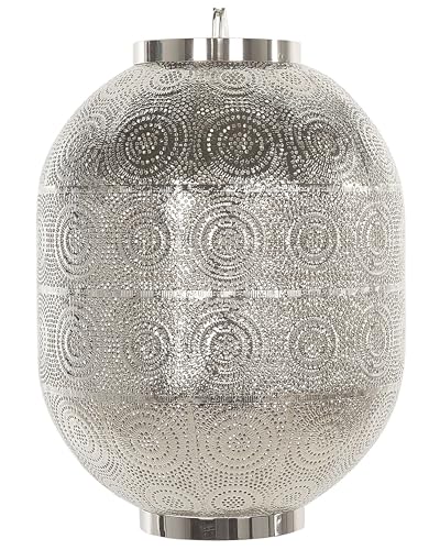 Beliani Orientalische Hängeleuchte ovale Form Nikel silber Maringa von Beliani