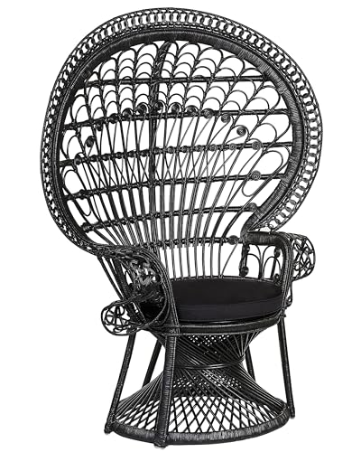 Beliani Outdoor/Indoor Pfauensessel aus Rattan schwarz mit Sitzkissen Boho Emmanuelle Beliani Outdoor/Indoor Pfauensessel aus Rattan schwarz mit Sitzkissen Boho Emmanuelle von Beliani